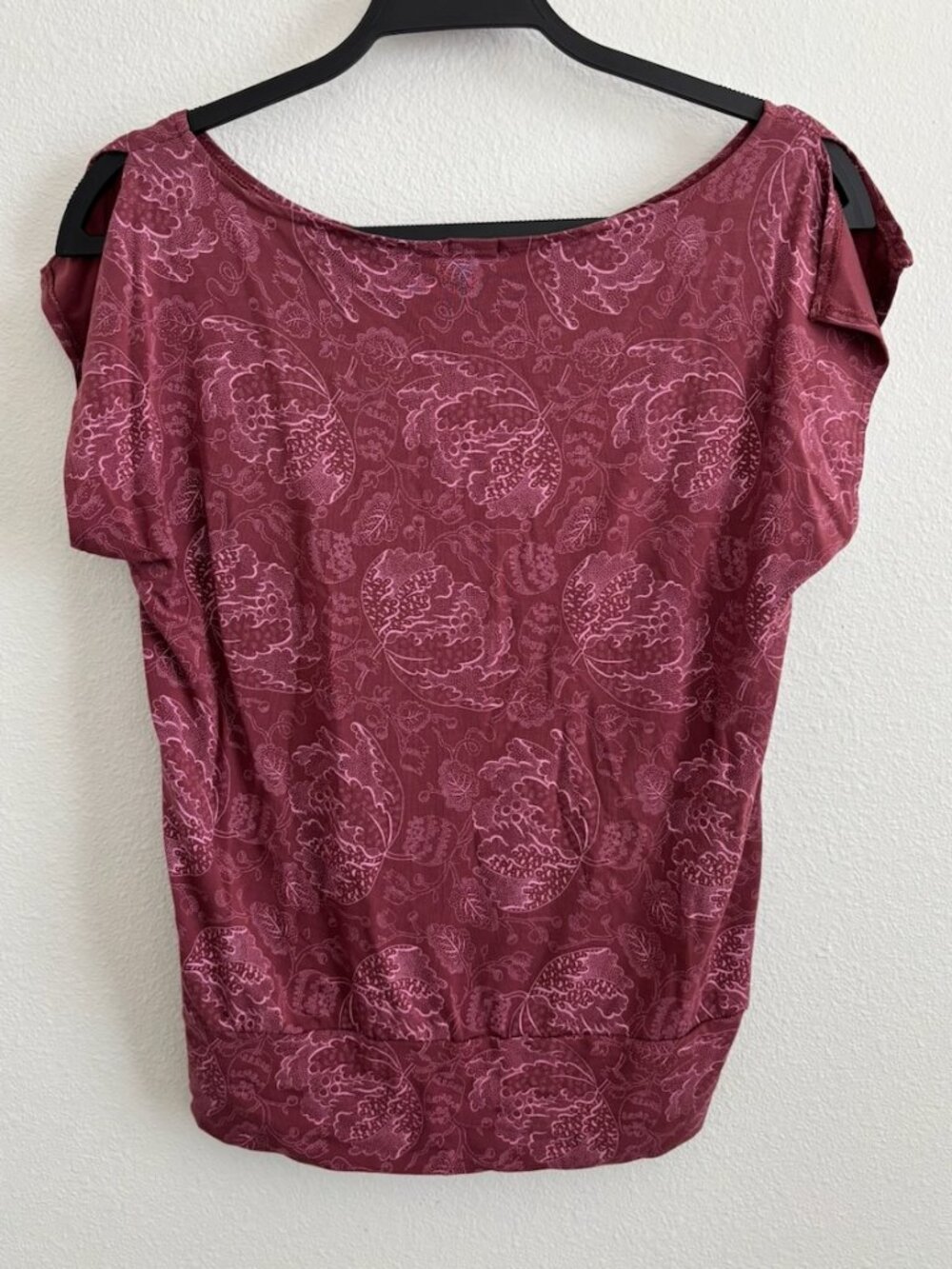 Gap Y2K Boatneck Off Shoulder Flutter Sleeve Floral Graphic Top Size M